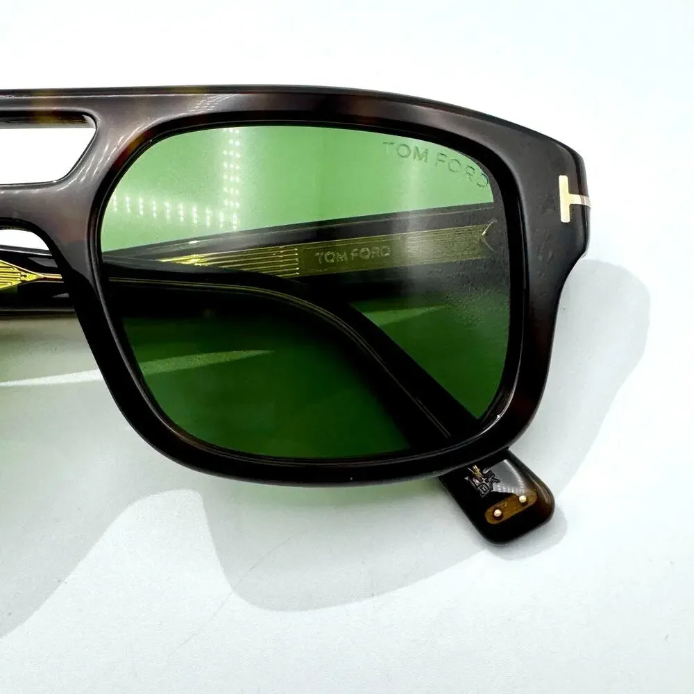 Tom Ford Sunglasses Icon TF0022 52N Havana Navigator Frame Green Lens 53-20-145
